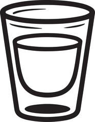 Shot Glass with Liquid Fill, Minimalist Black Outline Vector in Hand-Drawn Style