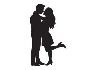 romantic couples logo silhouette vector illustration, wedding couple silhouette vector logo, beautiful romantic couples pose logo vector silhouette on white background,  