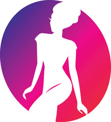 Minimalist abstract illustration featuring a stylized female figure, highlighting body shape and curves against soft pastel colors