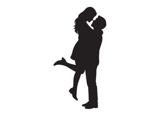 romantic couples logo silhouette vector illustration, wedding couple silhouette vector logo, beautiful romantic couples pose logo vector silhouette on white background,  
