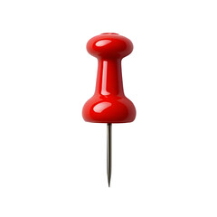 Red Push Pin with Metallic Tip – Isolated on Transparent Background