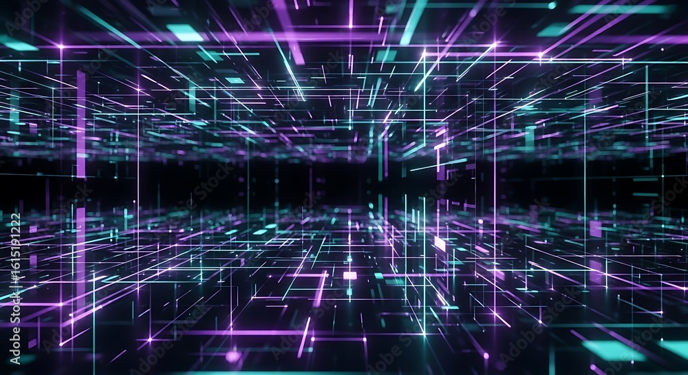 Aufkleber abstract digital network visualization of data transfer and connections