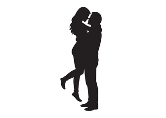romantic couples logo silhouette vector illustration, wedding couple silhouette vector logo, beautiful romantic couples pose logo vector silhouette on white background,  