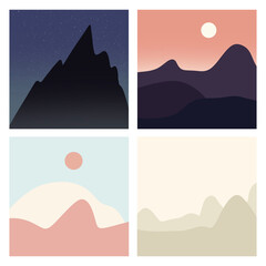 Minimalist Abstract Mountain Landscapes Set