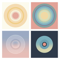 Abstract Concentric Circles Background Set.