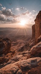 Dramatic Red Rock Canyon Desert Landscape at Sunset