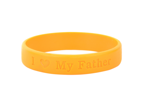 Blank rubber plastic stretch yellow bracelet isolated on  transparent.