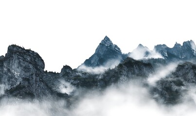 Obraz premium Mountains shrouded in mist ethereal landscape