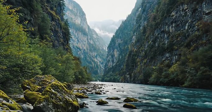 Mountain river valley scenery