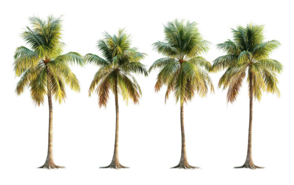 Palm trees set coconut palm on white background,png