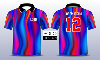 Colorful polo shirts, polo design, T-shirt mockup template design. Vector Illustration.