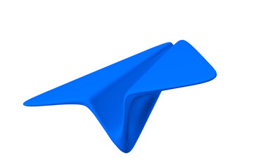 3d blue origami paper airplane icon on white isolated background. Stock vector illustration