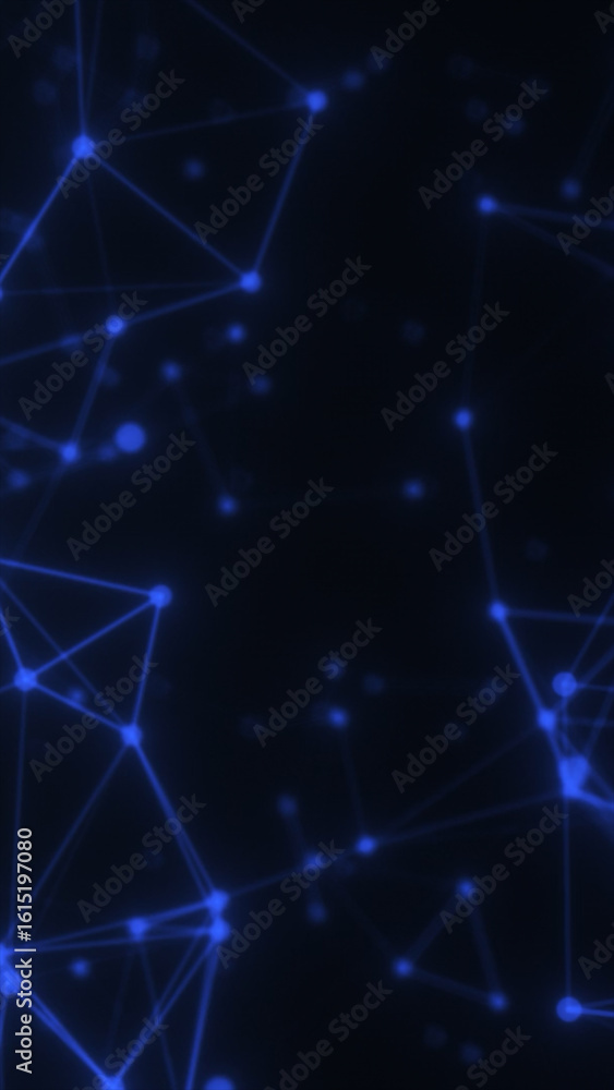 Poster abstract digital network with interconnected glowing nodes and lines, symbolizing futuristic technol