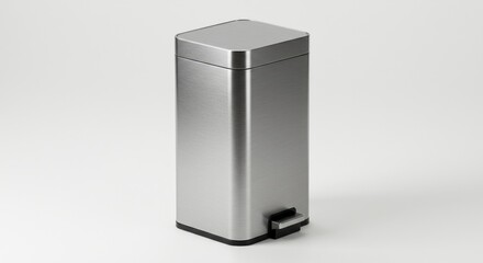 Sleek stainless steel trash bin with a modern design against a plain background