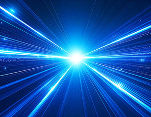 Fototapeta premium Digital Light Trails Speeding Through a Futuristic Data Highway Towards a Bright Future