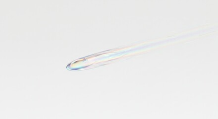 Translucent iridescent elongated object over a muted neutral background, abstract shot
