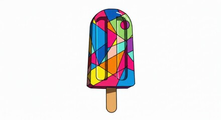 Vibrant geometric popsicle illustration evokes summer refreshment and artistic flair