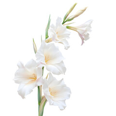 Elegant Gladiolus Flower on White Background - Transparent Floral Photography