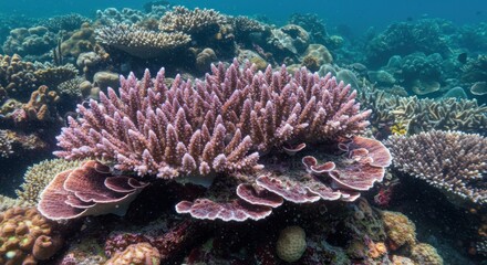 Vibrant coral reef ecosystem showcasing diverse underwater marine life formations