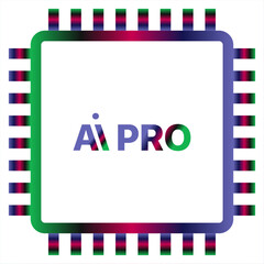 Artificial intelligence AI processor setting vector icon web site, logo, social media. vector	