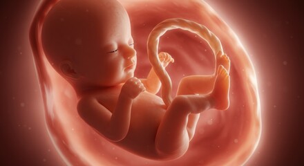 Visualization of a fetus inside the womb, depicting human development in pregnancy showcasing the