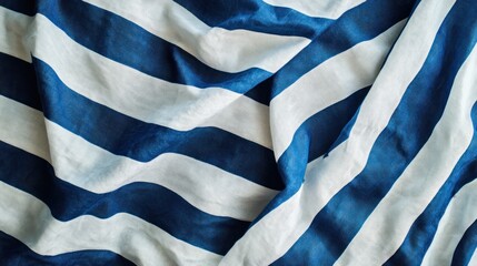 Striking blue and white striped fabric evoking nautical and textile design