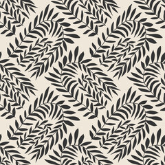 Trendy minimalist seamless botanical pattern with abstract creative hand drawn composition