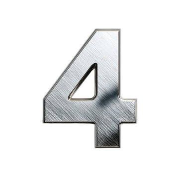 Metallic, brushed-silver number four