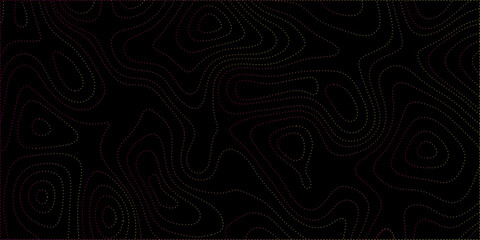 Black and White Vintage Topographic Map Featuring Seamless Geometric Contours and Depth Pattern. Modern Cartography Banner A Dark Topographic Design with Wavy Geometric Patterns and Gold Contour Lines
