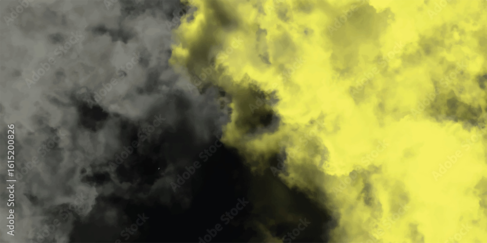 Poster abstract expressionist composition featuring a dynamic blend of yellow, black, and gray color fields