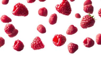 Flying berries on white background,png