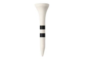 Golf tee displaying bold black striped pattern, positioned on clean transparent surface, ready for graphic design integration