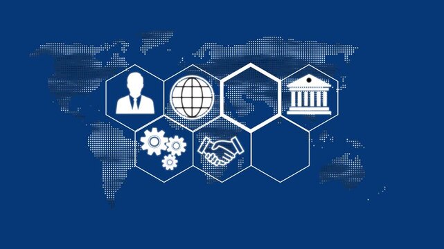 A quate concept button on a futuristic ,beautiful abstract wave technology background, world map background. 4k animation