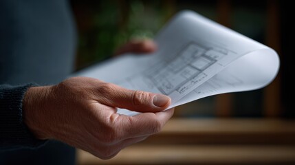 Hand holding blueprint paper with detailed window and door schedules