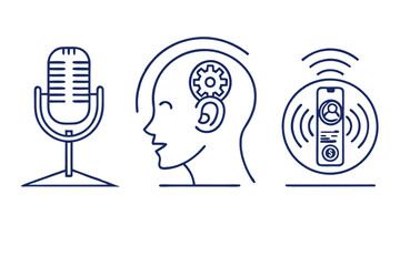 Microphone head and phone icon
