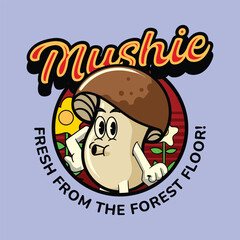 Funny mushroom vegetable 70s retro comic cartoon characters