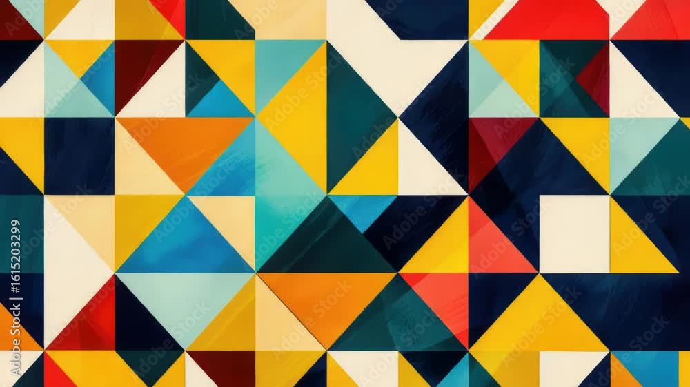 Poster colorful triangular shapes on a vibrant abstract background, ideal for use in design and art project