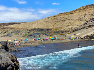 Beautiful coastal view of Playa Montana Pelada beach in Tenerife, Canary islands, Spain.Summer vacation, travel , relax concept.
