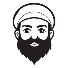 Middle Eastern Arab Male Face Cartoon Illustration
