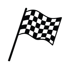 a black and white drawing of a checkered racing flag 