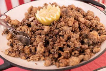 alimento, comida, aperitivo, salubre, delicioso, casero, salado, frito, mar, chipirones, exquisito, rico, sabroso