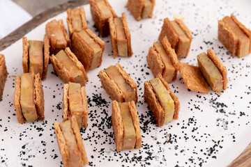 alimento, lonja, desayuno, comida, delicioso, bocadillo, aperitivo, casero, foi, macro, zoom