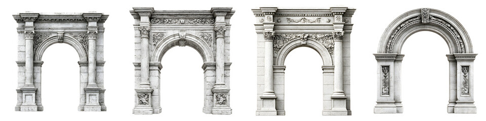 Naklejka premium Ornate Architectural Arches Collection Isolated on White
