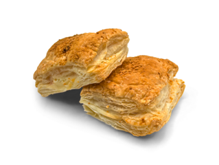 Collection set of cheese puff pastry squares isolated on transparent or white background, png