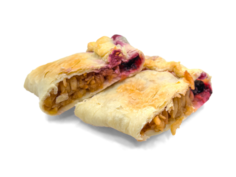 Apple berry strudel pieces isolated on transparent or white background, png - Powered by Adobe