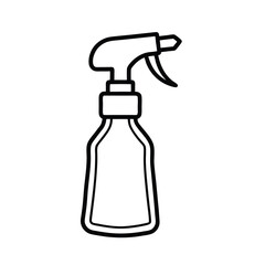 a line art drawing of a spray bottle with spray