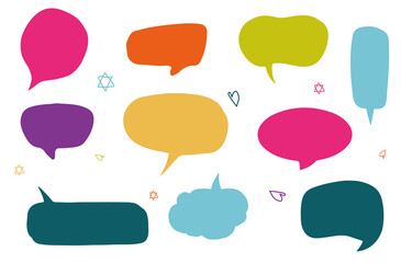 Colorful and hand-drawn style! collection of speech chat bubble shapes vector set 