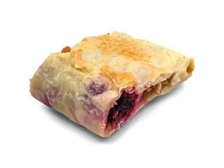 Berry and apple strudel slice isolated on transparent or white background, png