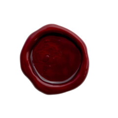 Photo of single red wax seal isolated on transparent background
