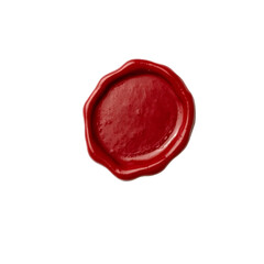 Photo of single red wax seal isolated on transparent background
